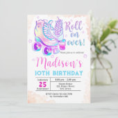 Neon Rollerskating Einladung zum Geburtstag (Stehend Vorderseite)