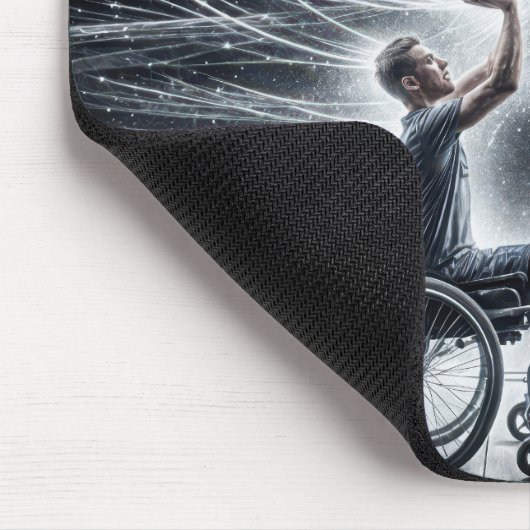 Neon Rollstuhl Basketball Player Mousepad (Ecke)