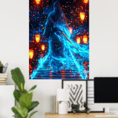 Neon Ronin - Der Geist des Cybernetischen Samurai Poster (Heimbüro)