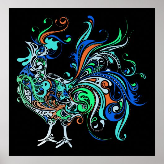 Neon Rooster Poster (Vorne)