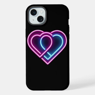 Neon rosa/blauer Herz Valentinstag Tasse iPhone 15 Plus Hülle