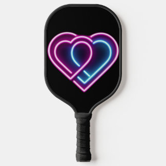 Neon rosa/blaues Herz Valentinstag Tasse Pickleball Schläger