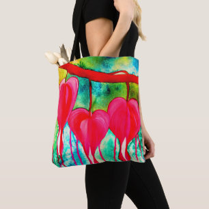 Neon rosa Blutungen Herz-Kunst Blume Tasche