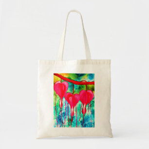Neon rosa Blutungen Herz-Kunst Blume Tragetasche