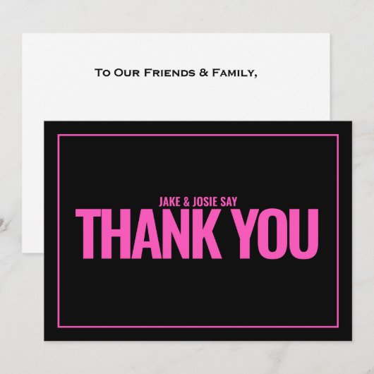 Neon rosa fett Text, danke Karte (Vorne/Hinten)