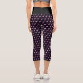 Neon rosa Flamingo Vogel drucken schwarze Taille Capri Leggings (Rückseite)