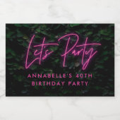 Neon rosa funky modern gelassen Party zeitgenössis Schaumweinetikett (Einzelnes Label)