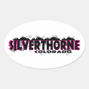 Neon rosa grunge Silverthorne Colorado Ovaler Aufkleber