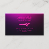 Neon-Rosa-Schere Logo-Visitenkarte Visitenkarte (Rückseite)