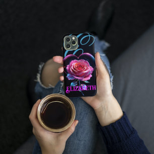 Neon Rose Kosmic Personalisiert Ihren Namen hinzuf Case-Mate iPhone Hülle