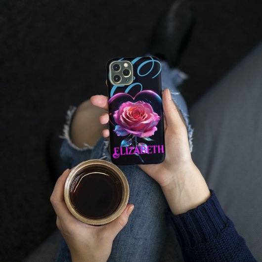 Neon Rose Kosmic Personalisiert Ihren Namen hinzuf Case-Mate iPhone Hülle