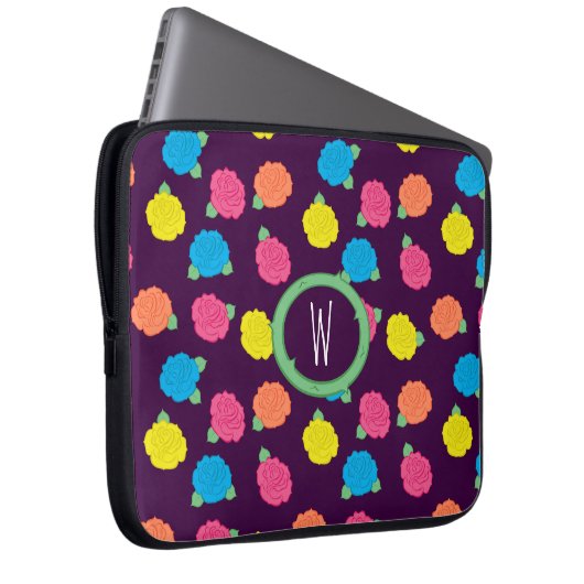 Neon Rose Laptop Sleeve (Vorne Rechts)