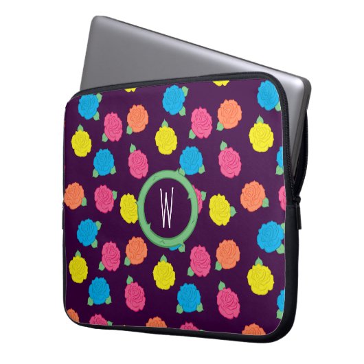 Neon Rose Laptop Sleeve (Vorderseite Links)
