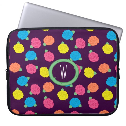 Neon Rose Laptop Sleeve (Vorderseite)