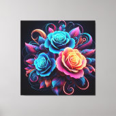Neon Rose Leinwanddruck (Vorderseite)