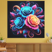 Neon Rose Leinwanddruck (Insitu (Wohnzimmer))