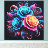 Neon Rose Leinwanddruck (Insitu (Holzboden))