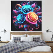Neon Rose Leinwanddruck (Insitu (Schlafzimmer))