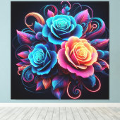Neon Rose Leinwanddruck (Insitu (Holzboden))
