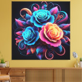 Neon Rose Leinwanddruck (Insitu (Wohnzimmer))