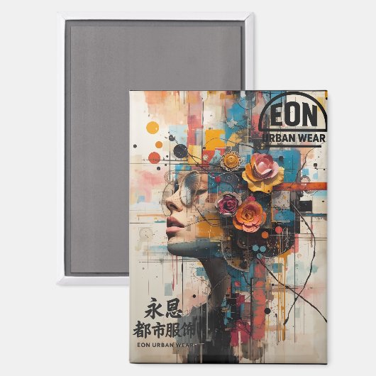 NEON ROSE MAGNET (Vorderseite/Rückseite)