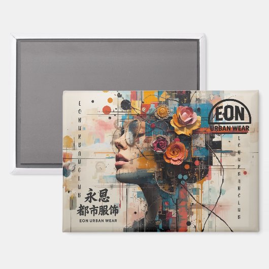 NEON ROSE MAGNET (Vorderseite/Rückseite)