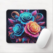 Neon Rose Mousepad (Mit Mouse)