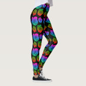 Neon Rose Muster Schwarze Leggings (Rechts)