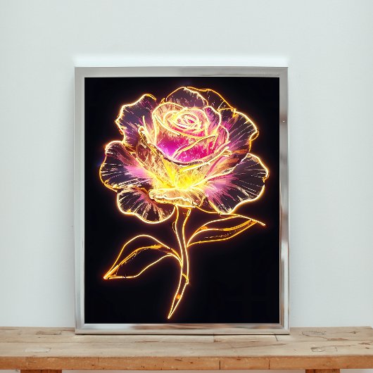 Neon Rose Poster