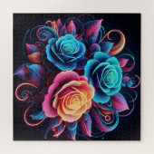 Neon Rose Puzzle (Horizontal)