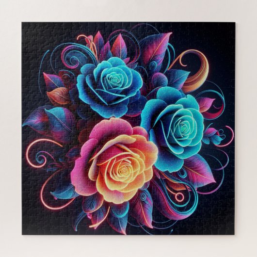 Neon Rose Puzzle (Horizontal)