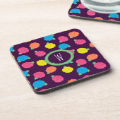 Neon Rose Square Untersetzer (Linke Seite)