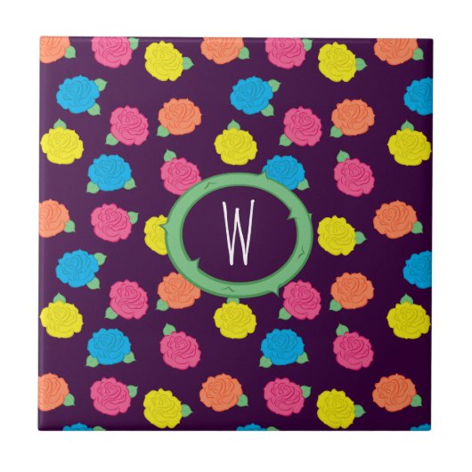 Neon Rose Tile Fliese (Vorderseite)