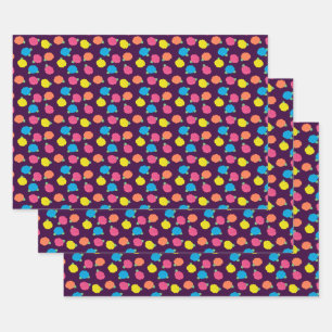 Neon Rose Wrapping Paper Set Geschenkpapier Set