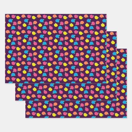 Neon Rose Wrapping Paper Set Geschenkpapier Set (Set)