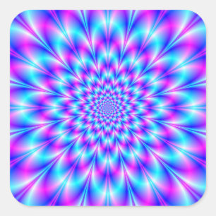 Neon Rosette in Blau und Rosa Quadratischer Aufkleber