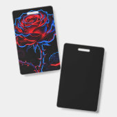 Neon-Rot-Blau-Rose-Glow-Abzeichen Ausweis (Vorder- & Rückseite)