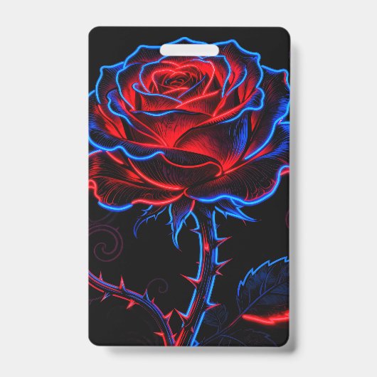 Neon-Rot-Blau-Rose-Glow-Abzeichen Ausweis (Vorderseite)