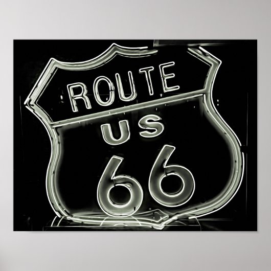 Neon "Route 66" Foto Poster (Vorne)
