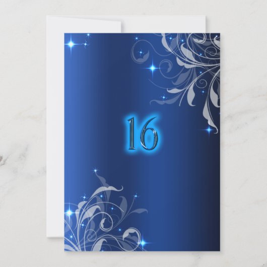 Neon, Royal Blue, Custom 16 . Geburtstag Einladung (Vorderseite)