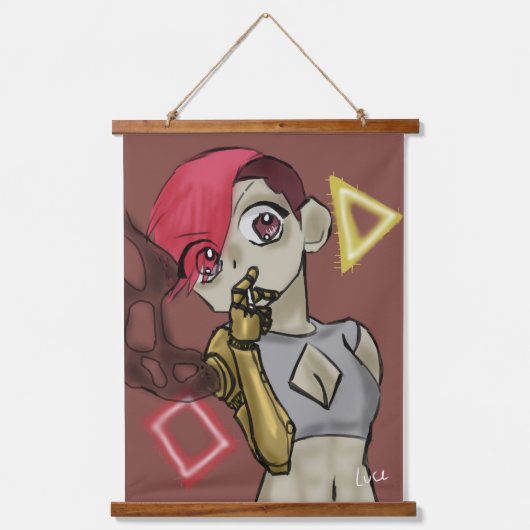 Neon rush wandteppich mit holzrahmen (Vorderseite)