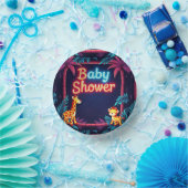 Neon Safari Baby Dusche Pappteller (Party)