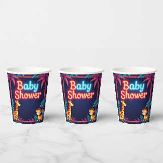 Neon Safari Baby Showups Pappbecher