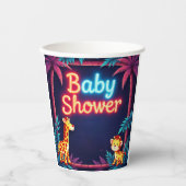 Neon Safari Baby Showups Pappbecher (Vorderseite)