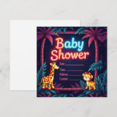 Neon Safari-Themed Kinderdusche Einladung (Vorne/Hinten)