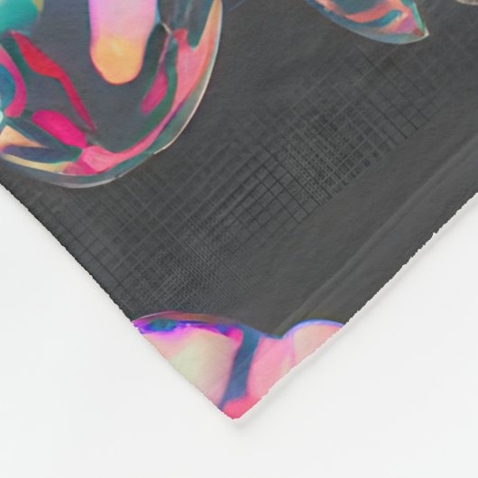 Neon Sakura Glitch – Futuristisches Blumenmuster Fleecedecke (Ecke)