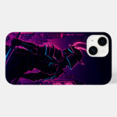 Neon Samurai Cyberpunk iPhone Case (Rückseite (Horizontal))