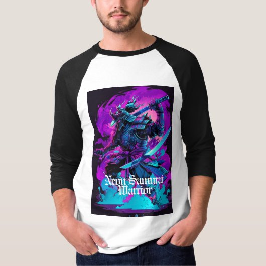 Neon Samurai: Ein Cyber-Krieger der Zukunft T-Shirt (Vorderseite)