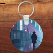 Neon Samurai Keychain – Retro Anime Tokyo Design Schlüsselanhänger (Vorderseite)