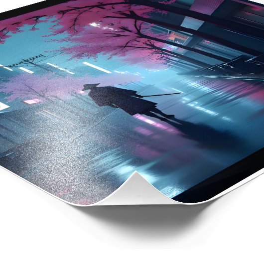 Neon Samurai Nights – Cyberpunk Tokyo Anime Poster (Ecke)